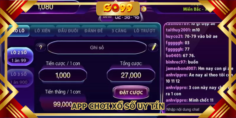App chơi xổ số uy tín GO99